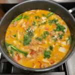 A delicious pot of whole30 Zuppa Toscana prepped and ready!  This is legit my fa…