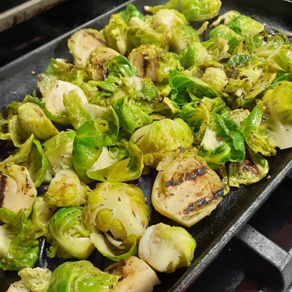 Air fryer chicken legs and cast iron brussel sprouts.  Trying to make some healt…