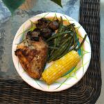Broke in the pool/grill at our new place with this  dinner and some white balsam…