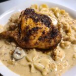 Cast iron chicken thighs with my go to lemon cream sauce. 

I struggle to eat ve…