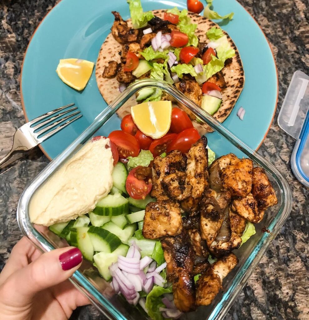 Chicken souvlaki pitas for dinner and a souvlaki salad bowl for lunch tomorrow. …