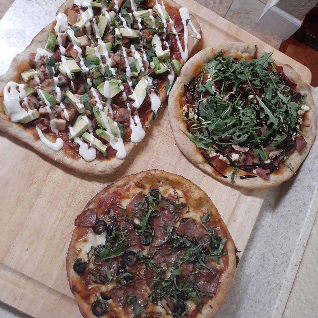 Flat bread night! All the crusts were partially baked before the toppings were a…