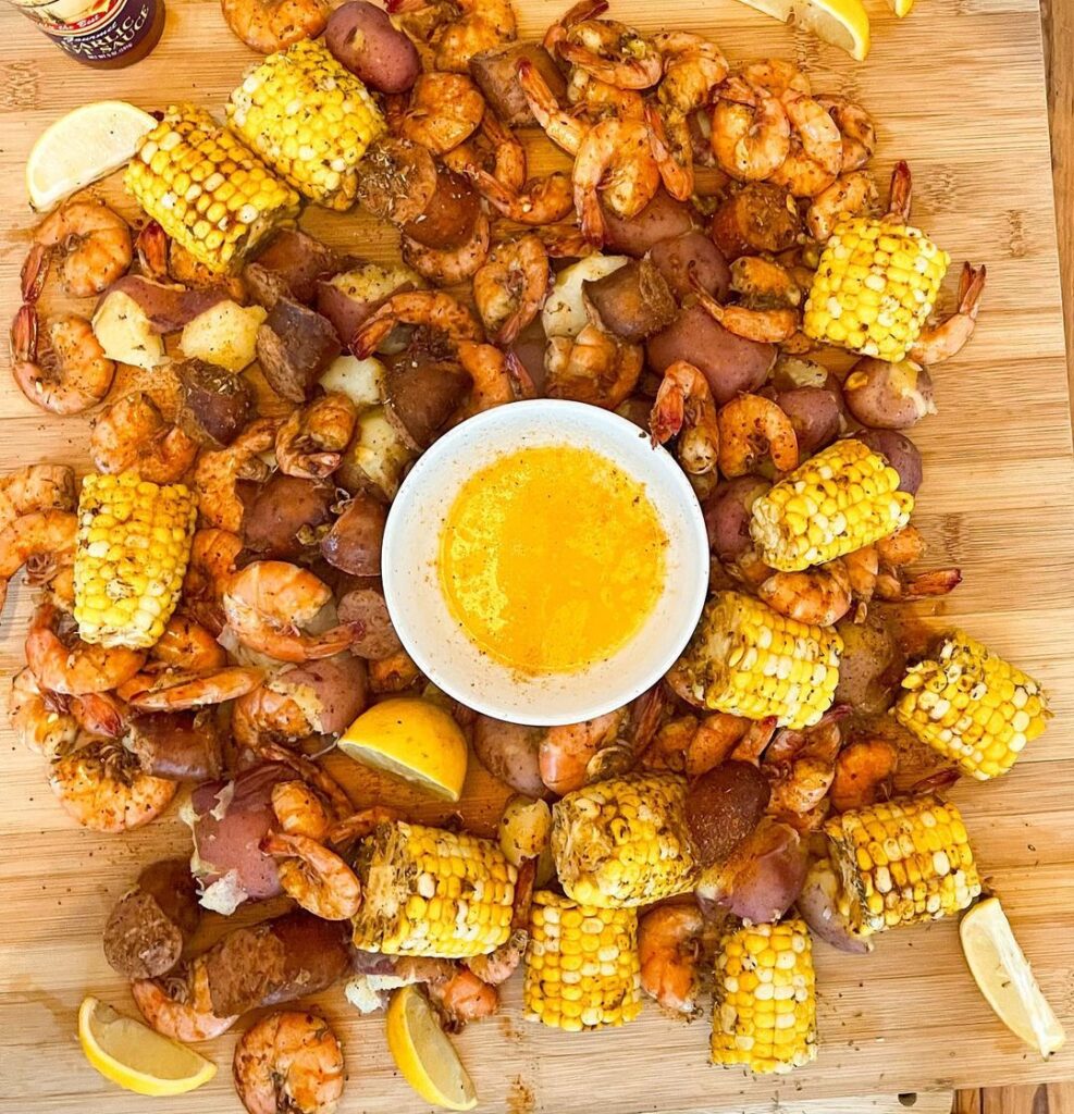 Homemade shrimp boil at the beach house on a rainy night. We loved it so much we…
