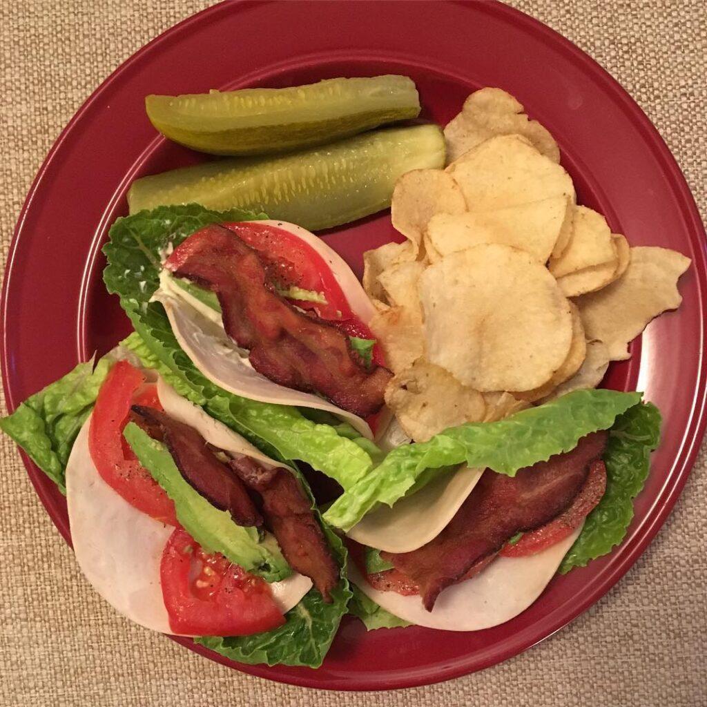 I’ve been craving a sammich this weekend, so today I made BLAT wraps for dinner….