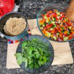 Lunch this week: Mediterranean quinoa salad featuring fresh herbs from my garden…