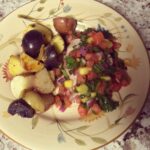 Mouth-watering summer dinner goodness  Tonight’s Plate: Tuna steak topped with w…