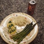 Obsession with riced cauliflower continues… Lemon herb flounder with riced cau…