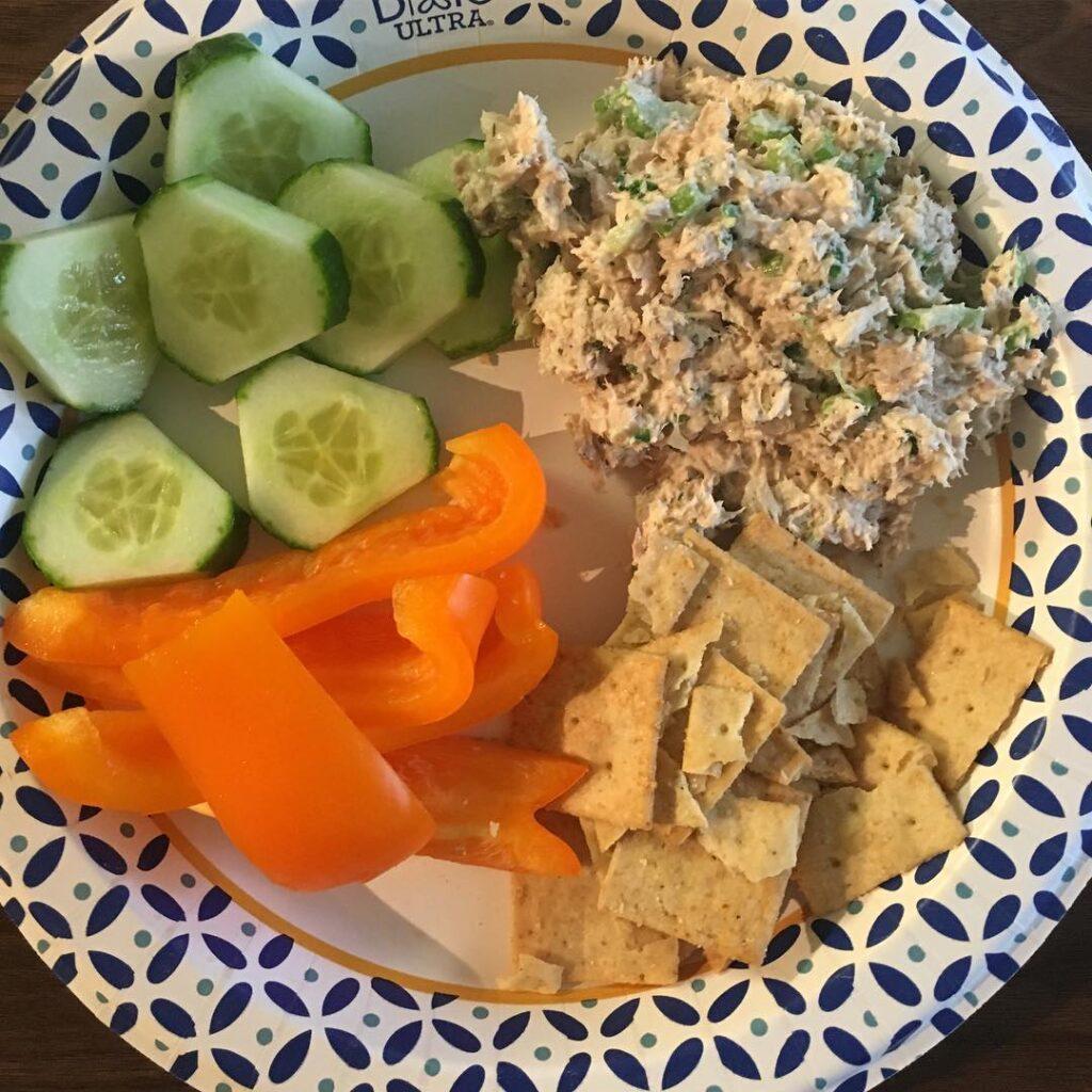 Really digging this simple tuna salad platter for a late Saturday lunch. Tuna wi…
