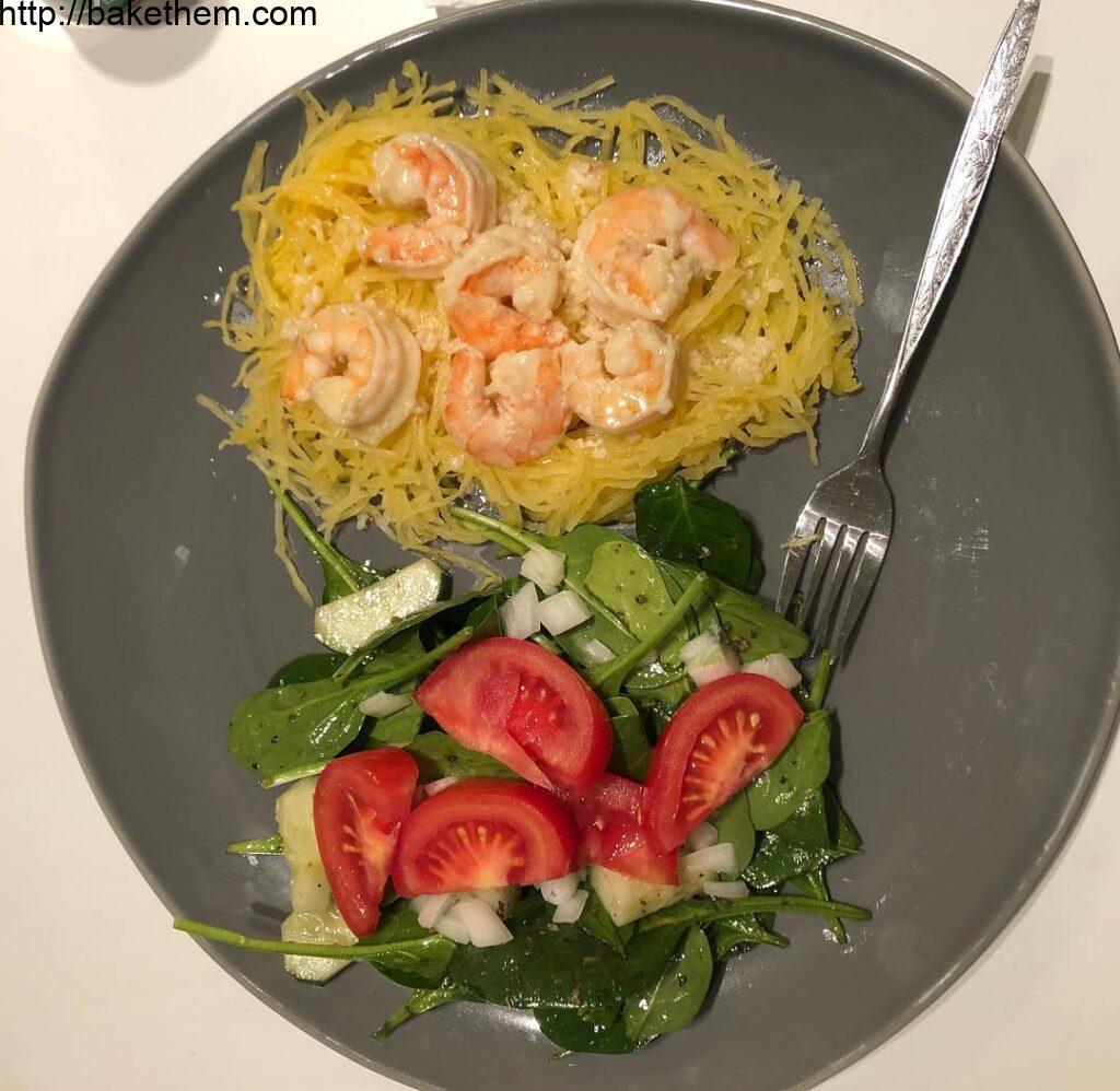 Shared a healthy dinner with wonderful friends last night! Spaghetti squash shri…