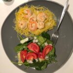 Shared a healthy dinner with wonderful friends last night! Spaghetti squash shri…
