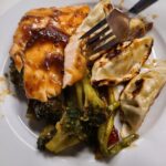 Simple 30 minute Teryaki Salmon with mixed vegetables and pot stickers

I steame…