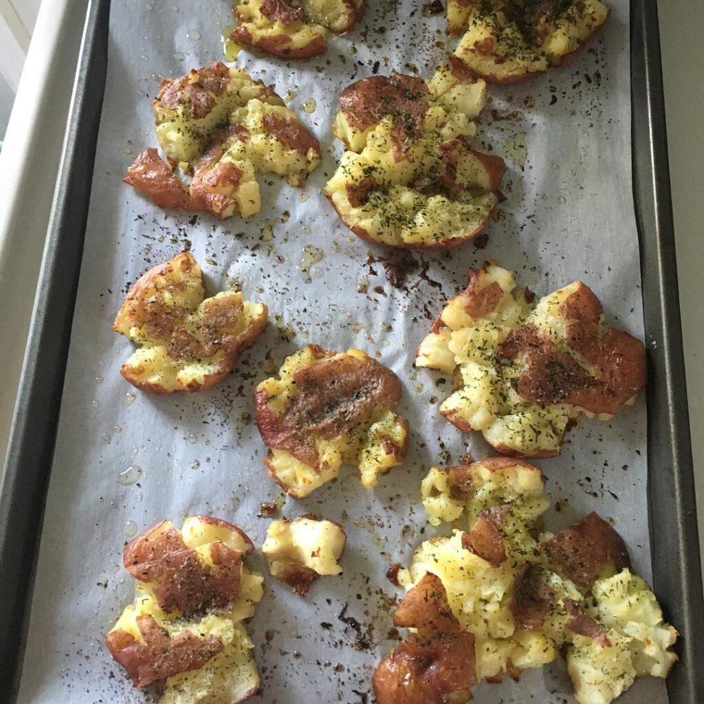 Smashed potatoes! My favorite new way of consuming potatoes. I used one bag of S…