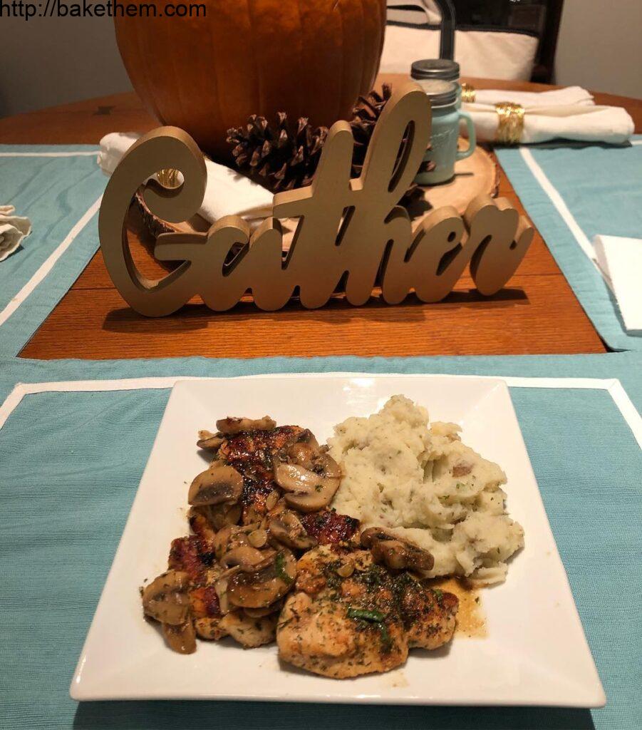 So this garlic mushroom herb chicken over mashed potatoes HIT. THE. SPOT. I thin…