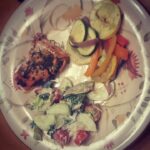 Spinach stuffed salmon with roasted veggies and salad…