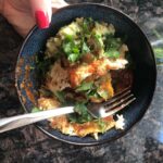 This big ol’ mess is one of the best breakfasts I’ve ever had: sweet potato, veg…