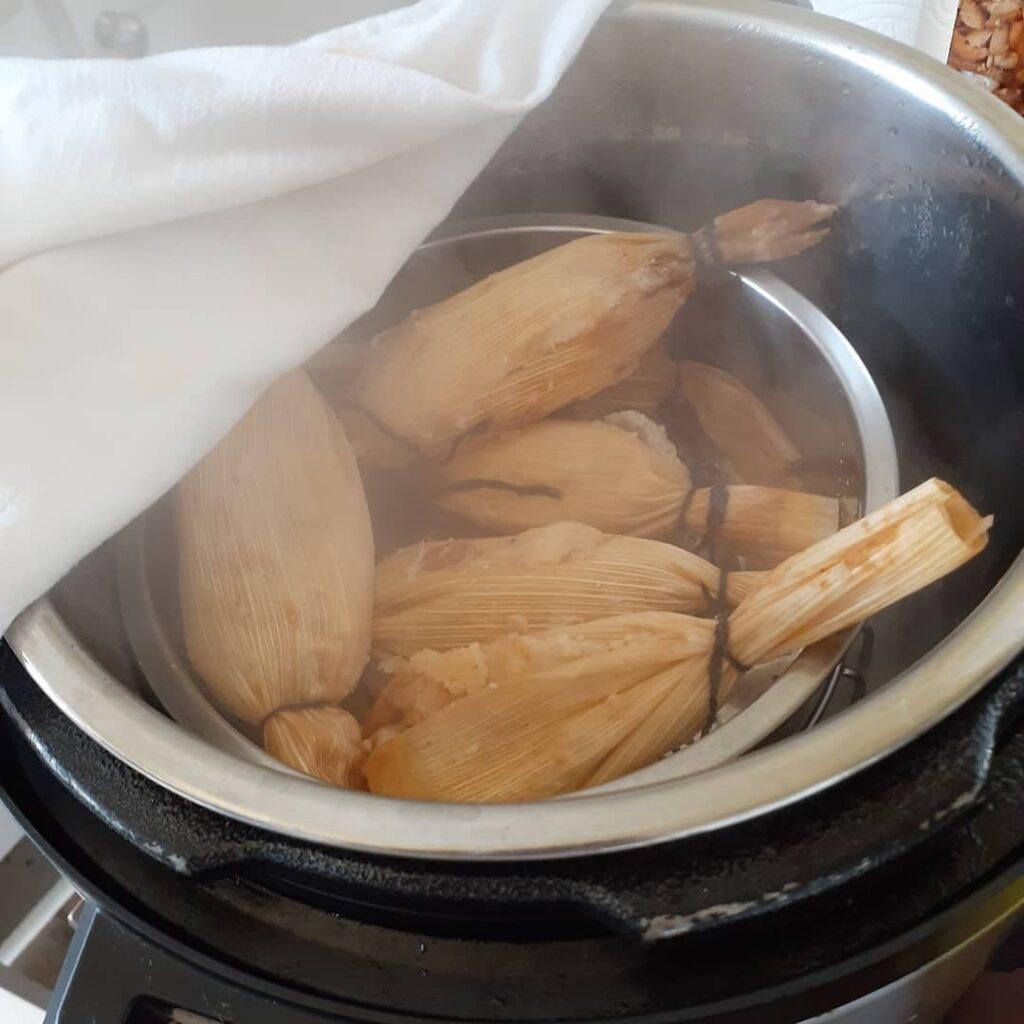 This year we steamed our tamales before storing them in the freezer. I’m so happ…