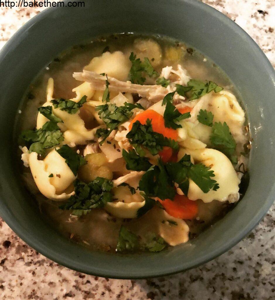 Tonight’s Bowl: Chicken Tortellini Soup topped with fresh parsley    …