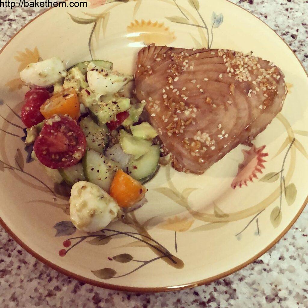 Tonight’s Plate: Seared Ahi Tuna Seasoned with Coconut Liquid Aminos (soy sauce …