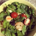 Tonight’s Plate: Spinach Salad topped with pan seared shrimp paired with Keto Ch…