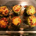 Tonight’s Plate: Stuffed peppers with ground turkey, peppers, onions, spinach, d…