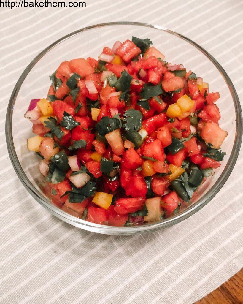 WATERMELON SALSA…best summer snack ever!! *watermelon
*red onion
*green pepper…