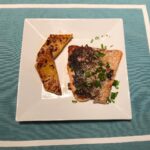 Winner winner, salmon dinner! Seared salmon with ginger-caramelized pineapple an…