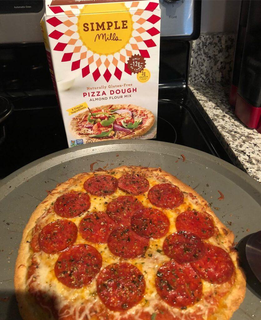 almond flour pizza dough for the WIN again! Had a box in my pantry and some left…